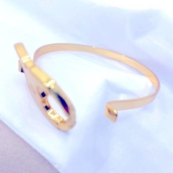 Tory Burch Gold Gemini Petite Hinge Bangle Bracelet - Picture 7 of 8